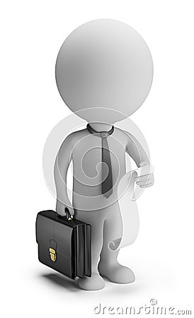 3d small people - businessman with a list of cases Stock Photo