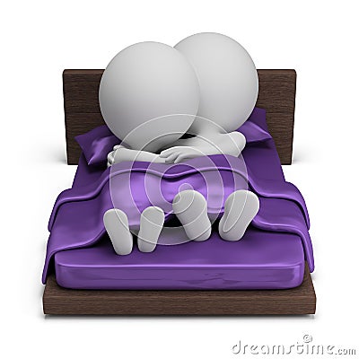 3d small people - couple in bed Stock Photo