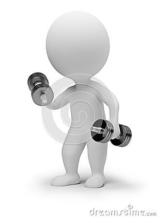 3d small people - dumbbells Stock Photo