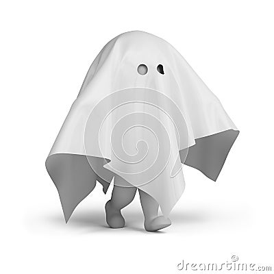 3d small people - ghost costume Stock Photo