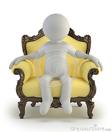 3d small people - luxurious armchair Stock Photo