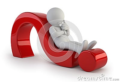 3d small people - lying on a question mark Stock Photo