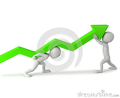 3d small people - raise the statistics. Stock Photo