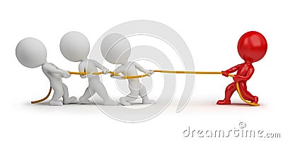 3d small people - rope pulling Stock Photo