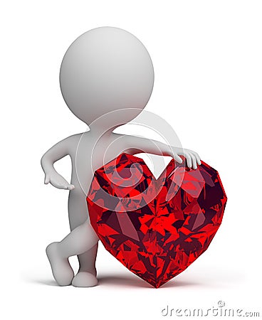 3d small people - ruby heart Stock Photo