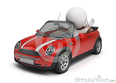 3d small people - small car Stock Photo