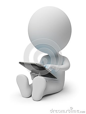 3d small people with tablet pc Stock Photo