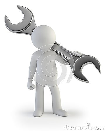 3d small people - wrench Stock Photo