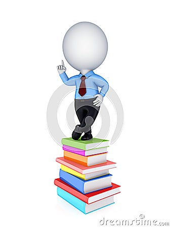 3d small person and colorful books. Stock Photo