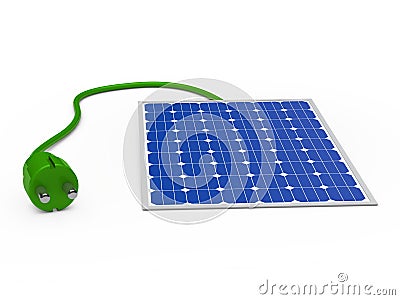 3d solar panel with green plug Stock Photo