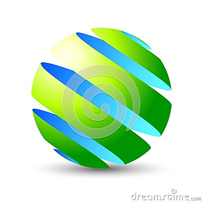 3D sphere eco icon and logo design Vector Illustration