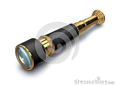 3D spyglass Cartoon Illustration