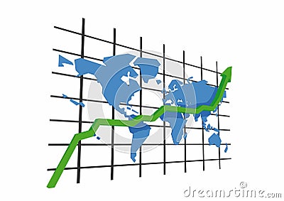 3d statistics - world map Vector Illustration