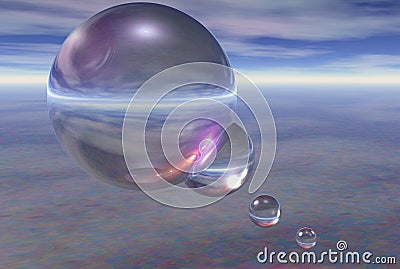 3D surreal spheres Stock Photo