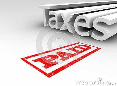 3D Taxes Paid Stock Photo