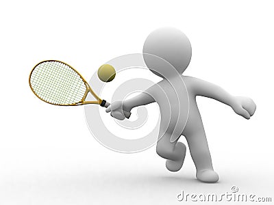 3d tennis people Stock Photo