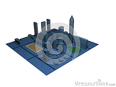 A 3D Town Stock Photo