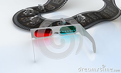 3D TV - glasses and abstract film Stock Photo