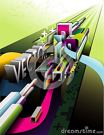 3d vector abstract composition Vector Illustration