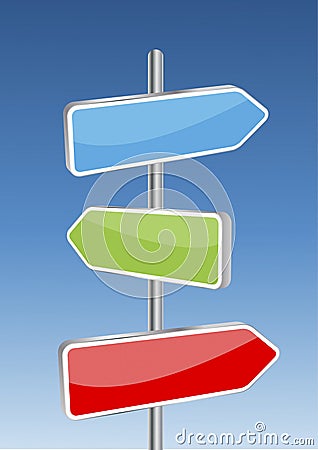 Direction road sign post arrow directional icon vector signs street illustration symbol information design background signpost way Cartoon Illustration