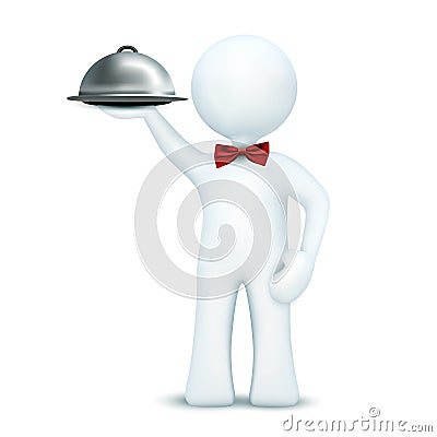 3d waiter serving food Stock Photo