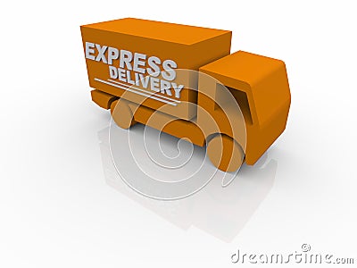 3D White Express Delivery Van Stock Photo