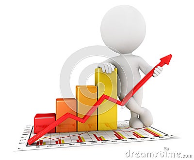 3d white people business statistic graph Stock Photo