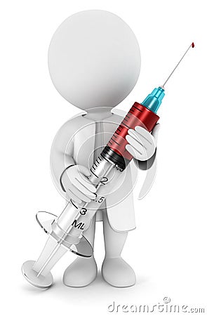 3d white people with a medical syringe Stock Photo