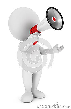 3d white people megaphone Stock Photo