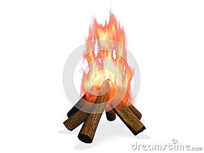 3D wood fire Cartoon Illustration