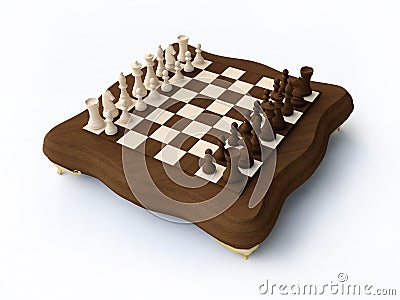 3D Wooden Chess Stock Photo