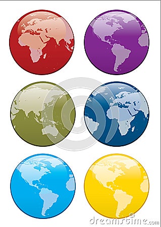3d world button Vector Illustration
