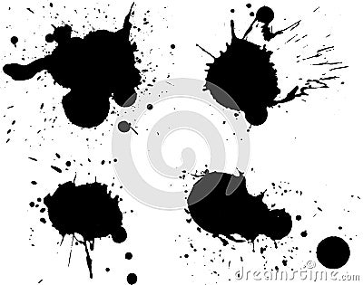 4 Black Splats Vector Illustration