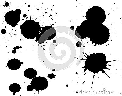 4 Black Splats 3 Vector Illustration