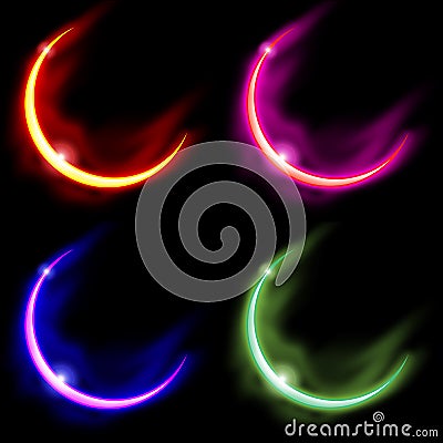 4 Crescent Moons Stock Photo