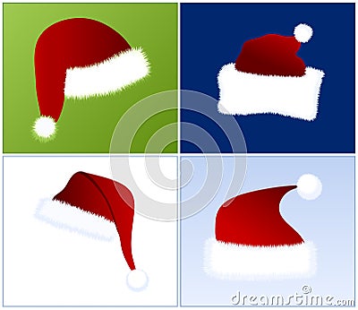 4 different Santa hats Vector Illustration