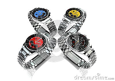 4 men's wrist watches Stock Photo