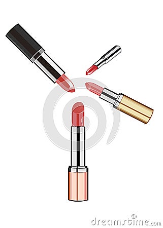 4 vector Lipsticks on white background Vector Illustration