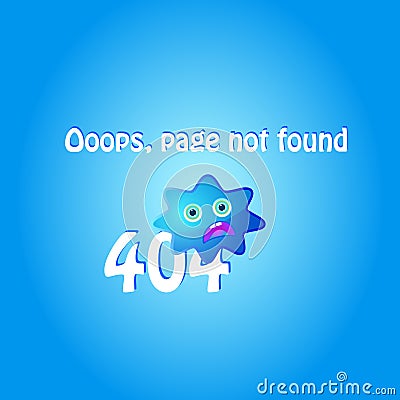 404 error page with blue character Vector Illustration