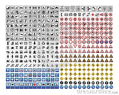 430 traffic signs collection Vector Illustration