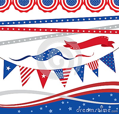 4th of July Borders and Elements Vector Illustration