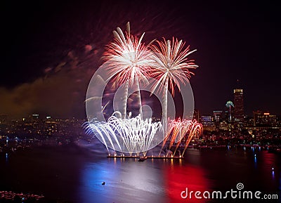 4th of July Fireworks in Boston Stock Photo