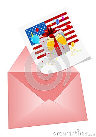 4th July Illustration with photo and envelop Vector Illustration