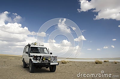 4WD in the desert Stock Photo