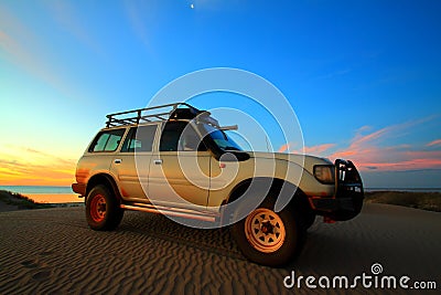 4WD on sand dune Stock Photo