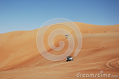 Off road vehicles in the desert, 4x4 dune bashing Stock Photo