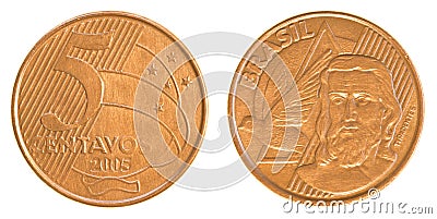 5 Brazilian real centavos coin Stock Photo