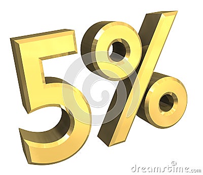 5 percent in gold (3D) Stock Photo