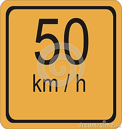 50 km/hr speed limit sign Vector Illustration