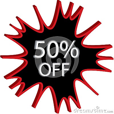 50% Off Sign Illustration Cartoon Illustration